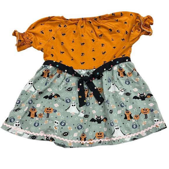 Matilda Jane Halloween Cat & Ghost Shirt Size 5 Orange & Green Cotton Blend - Picture 4 of 4